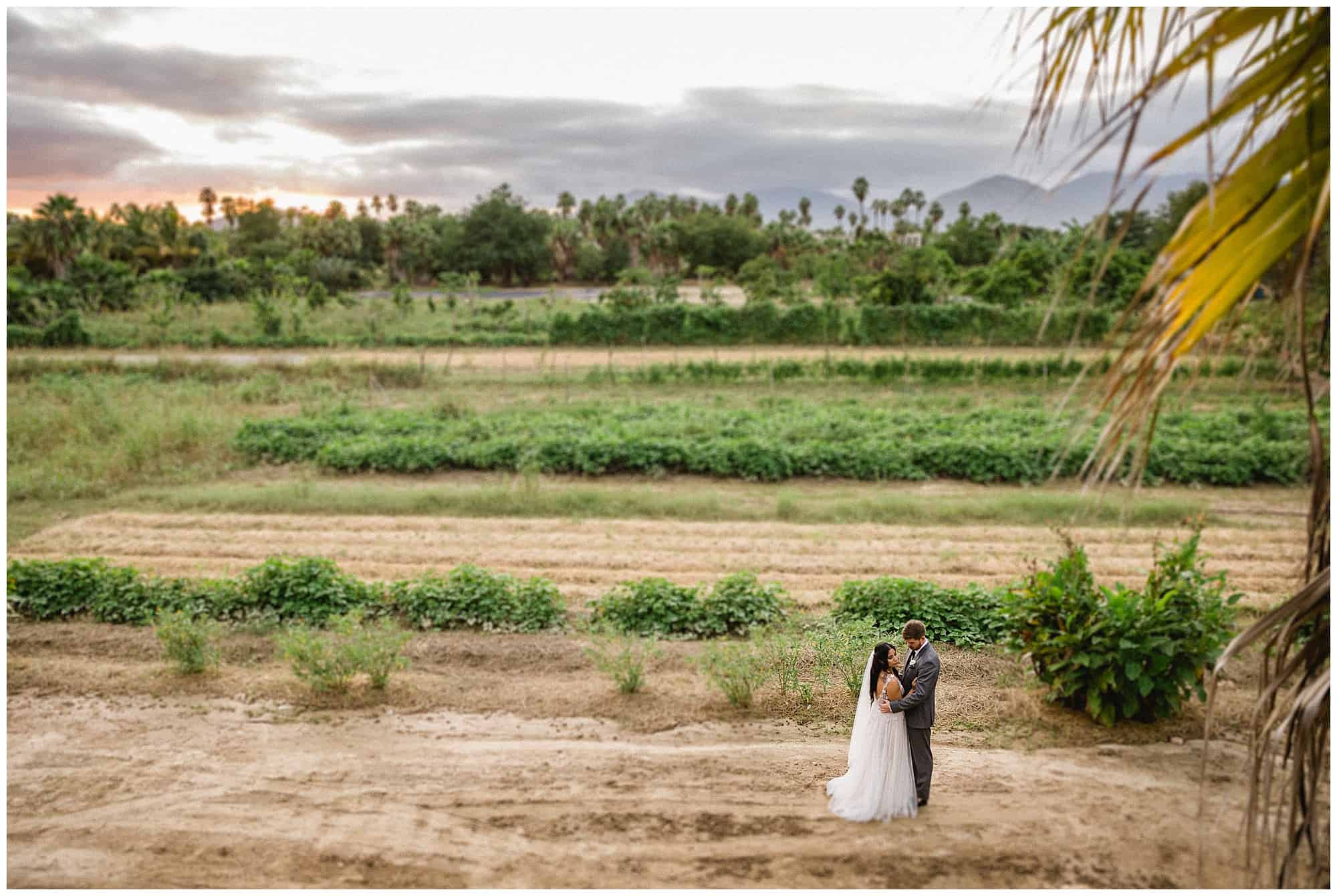 bride & groom at flora farms