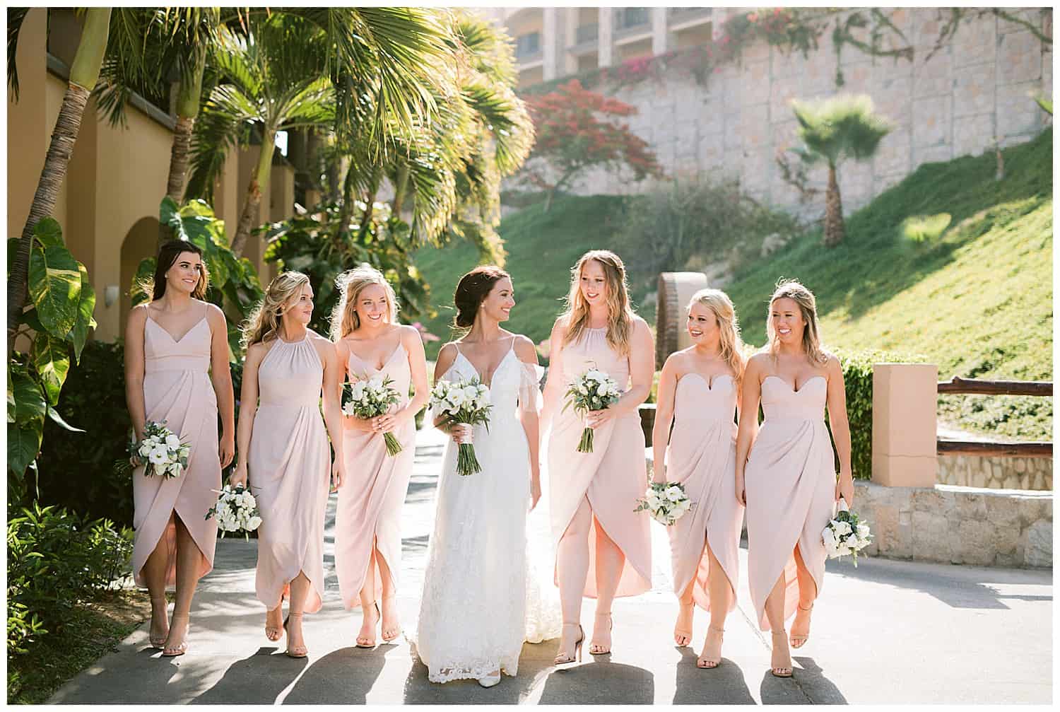 bridesmaids walking 
